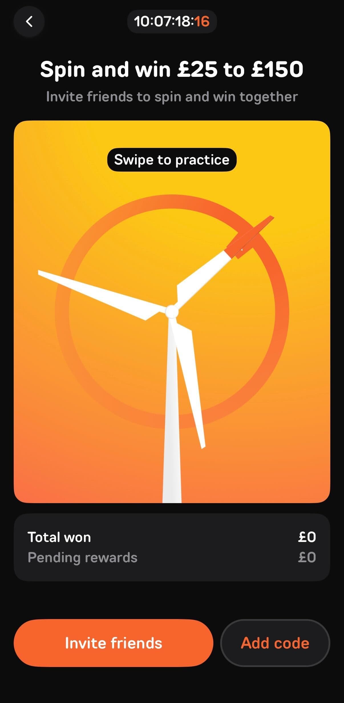 Fuse app Spin to Win wheel screen example