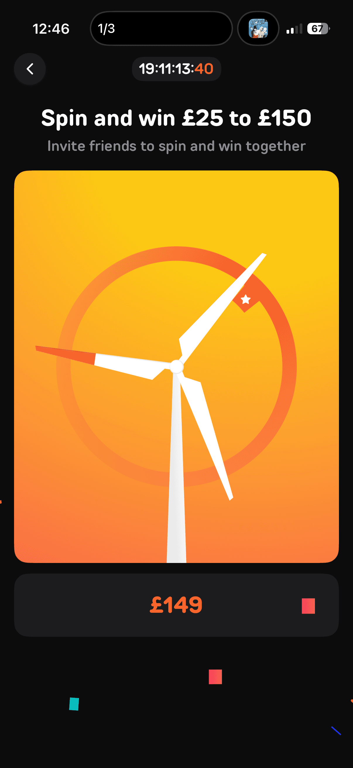 Fuse app Spin to Win wheel screen example